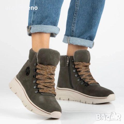 Дамски боти до глезена, изработени от естествен велур с декоративни връзки Grega, 2цвята , снимка 2 - Дамски боти - 52597732