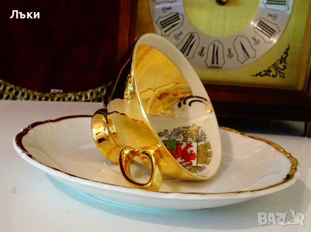 Чаша с чиния баварски порцелан 24 k Gold. , снимка 11 - Чаши - 42310243