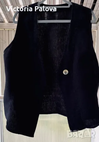 Стилен елек DEERBERG  груб лен plus size , снимка 3 - Елеци - 49901899