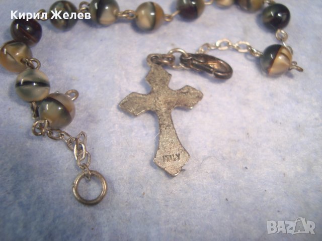 АРТ ГРИВНИЧКА - ИТАЛИЯ с МЪНИСТА КОТЕШКО ОКО с ПОСРЕБРЕНО КРЪСТЧЕ 21192, снимка 7 - Гривни - 36928661