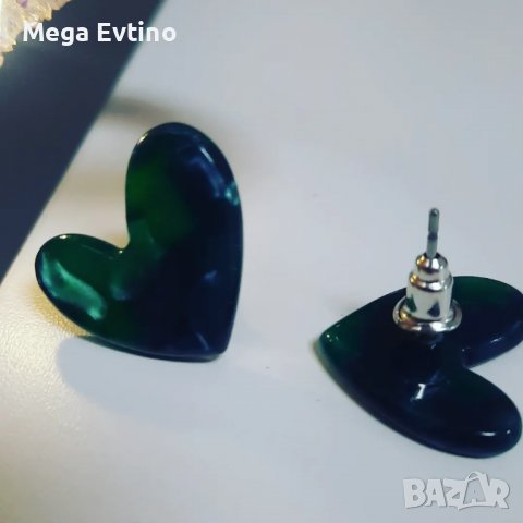 Дамски обеци сърца, различни цветове , снимка 2 - Обеци - 36764320