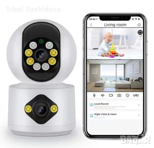 Камера за наблюдение и бебефон LYLU – Full HD 1080P с 360° ротация , снимка 1 - Камери - 48846956