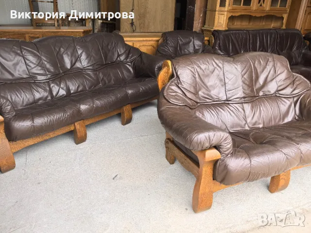 Комплект дивани 3+2+1 Естествена кожа , снимка 4 - Дивани и мека мебел - 49045312