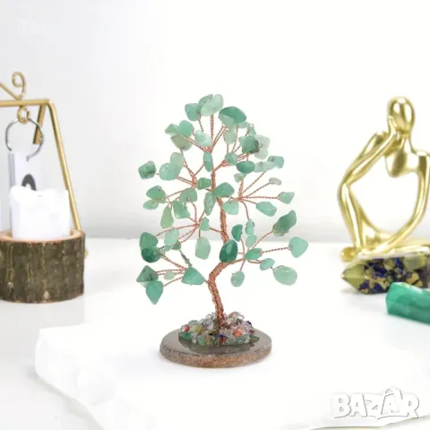 Кристално Дърво с Естествени Камъни Зелен Авантюрин , снимка 2 - Декорация за дома - 48167998