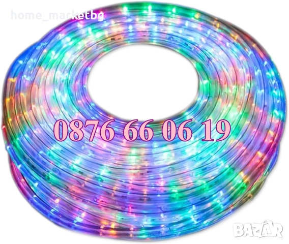 Многоцветен светещ коледен маркуч 20 м + контролер