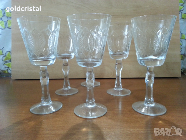 Ретро стъклени чаши гравирани , снимка 10 - Антикварни и старинни предмети - 44928812