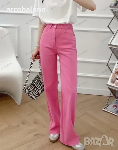 Дамски улични широки дънки с висока талия и прави крачоли, 2цвята , снимка 2 - Дънки - 47768018