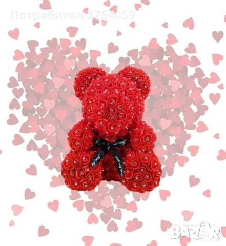 мече от рози с диаманти , снимка 4 - Декорация за дома - 53228291