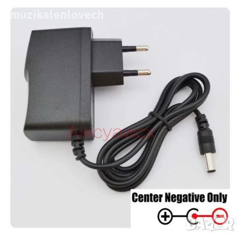 AC /DC 9V 1A power adapter For GUITAR EFFECTS PEDAL-Захранващ адптер за китарни ефекти стабилизиран, снимка 1