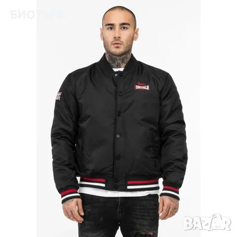 Оригинално мъжко яке LONSDALE бомбър XL – черно, ново, с етикети