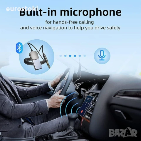 Txtcu   Bluetooth Aux адаптер USB-A към AUX 3.5mm, автомобилен , снимка 5 - Аксесоари и консумативи - 54010442