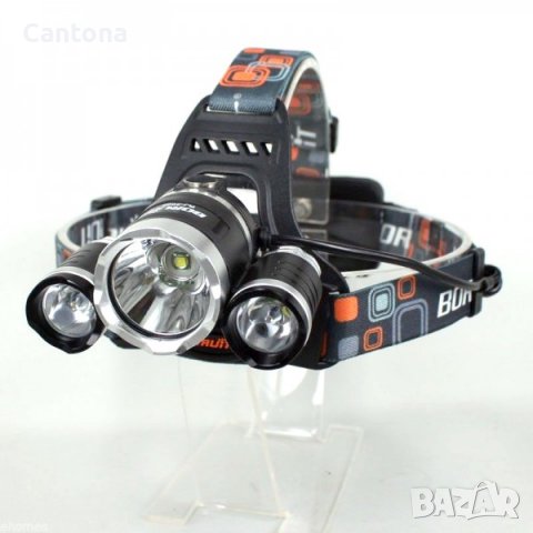 Супер мощен LED челник, акумулаторен, 3 LED диода Boruit със ZOOM, USB зареждане, снимка 1 - Къмпинг осветление - 38596003