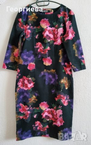 Красива рокля с акварелен флорален десен, снимка 2 - Рокли - 37765302