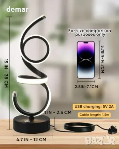 Сензорна LED настолна лампа във форма на нота, USB порт, британски щепсел, снимка 4 - Настолни лампи - 56216835