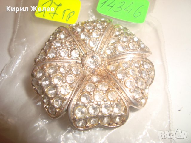 ПОЗЛАТЕНА АРТ ДЕКО РЕТРО БРОШКА с много фасетирани КАМЪНИ ЦИРКОН 14346, снимка 6 - Други - 30410925