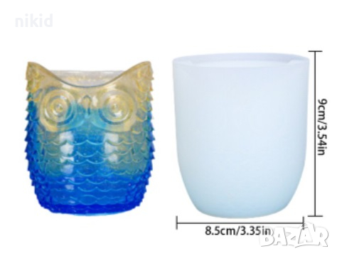 3D Голям Кух Бухал Сова силиконов молд форма калъп моливник кашпа саксия ваза гипс свещ сапун смола, снимка 2 - Форми - 36462178