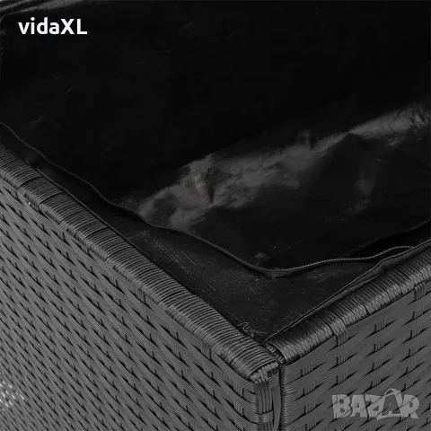 vidaXL Външна кутия за съхранение черна 110x50x54 см PE ратан акация, снимка 10 - Ракли - 56147359