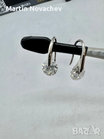 Сребърни обеци с мойсанит (Диамант) 1 карат, снимка 13 - Обеци - 53330907