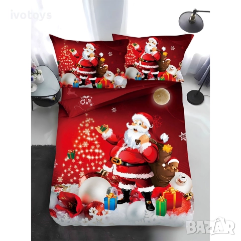 Двулицево коледно спално бельо, размер за приста (Реално изображение), 4 части - WS17375
