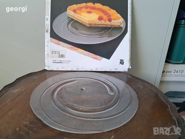 немска стъклен поднос плато за торта WMF    5/1