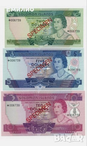 Rare, SOLOMON ISLANDS 🇸🇧 SPECIMEN 2 5 &10 Dollars 1978 UNC 