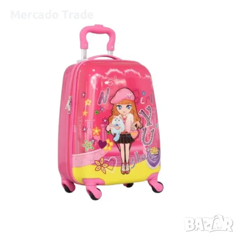 Детски куфар Mercado Trade, Поликарбон, Момиче с коте, снимка 2 - Раници - 48056275