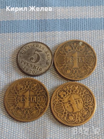 Четири монети 1 песета 1944г. Испания / 1 пфенинг 1920г. Германия за КОЛЕКЦИОНЕРИ 31782