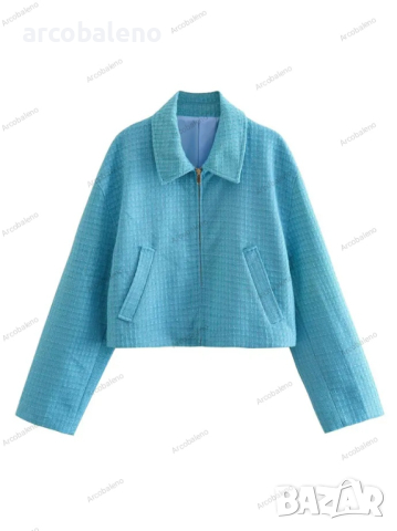 Дамско карирано бейзболно яке с цип с ревер, 2цвята , снимка 4 - Якета - 44794582