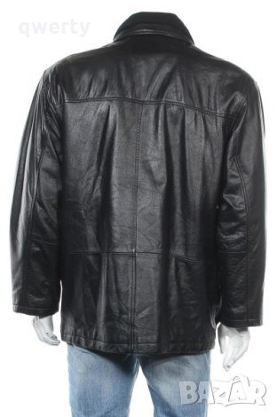 Черно мъжко кожено яке, снимка 2 - Якета - 34002966