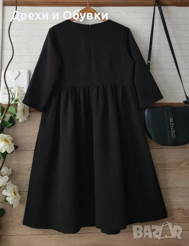 Черна официална елегантна разкроена рокля с джобове , снимка 5 - Рокли - 51788715