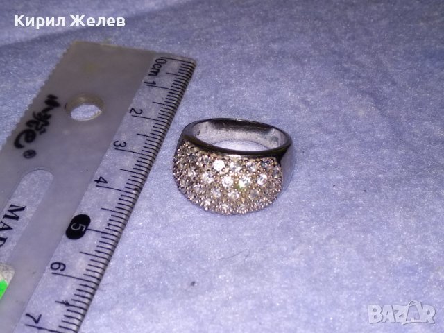 ПРЕКРАСЕН СКЪПОЦЕНЕН СРЕБЪРЕН ФЕШЪН ПРЪСТЕН СРЕБРО 925 с МНОГО ФАСЕТИРАНИ БЛЕСТЯЩИ ЦИРКОНИ 34426, снимка 2 - Пръстени - 39507258