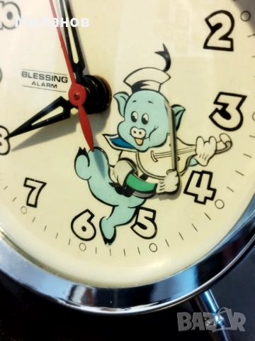 Стар анимиран будилник, настолен часовник, снимка 3 - Антикварни и старинни предмети - 53921694
