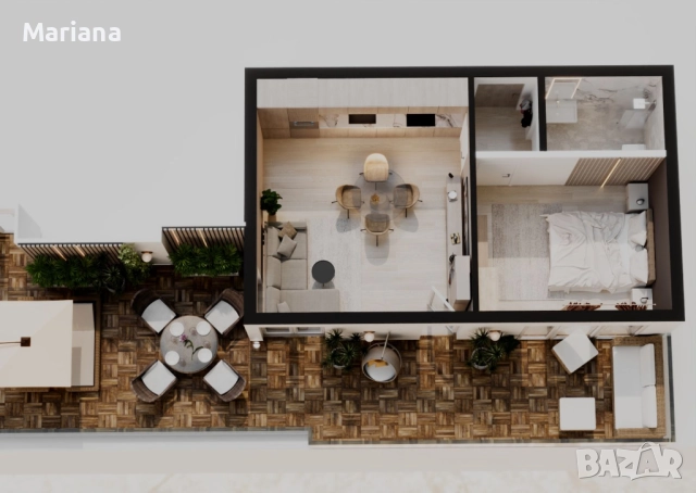 Просторен двустаен апартамент с голяма тераса, снимка 3 - Апартаменти - 52121301