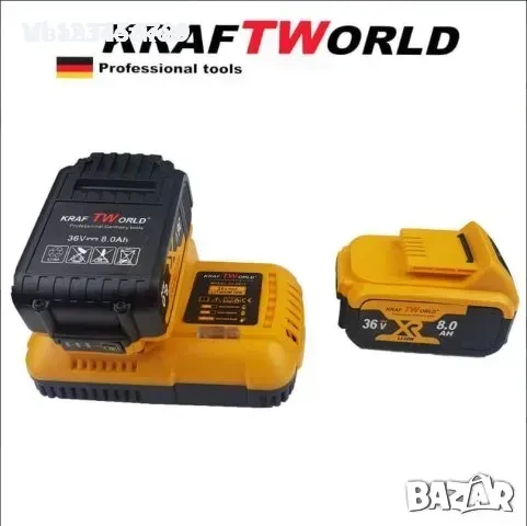 Великолепен Акумулаторен Безчетков Ъглошлайф KraftWorld 24V + 2 Батерии 6А и Зарядно с Куфар, снимка 3 - Други инструменти - 50786511