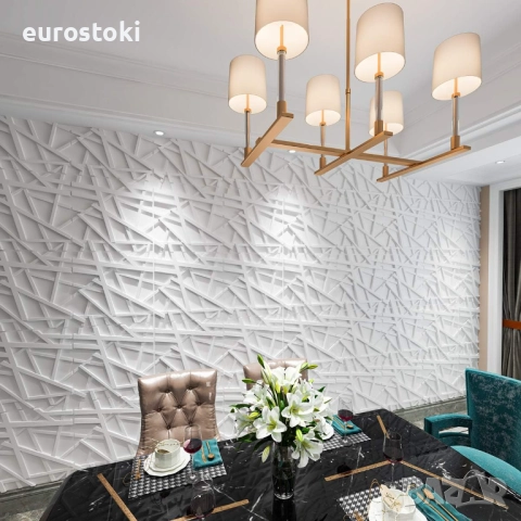 Art3d стенни панели с ивици 50 x 50см (опаковка от 12бр), 3 м², бели Изработен от превъзходно матово, снимка 3 - Облицовки - 52030252