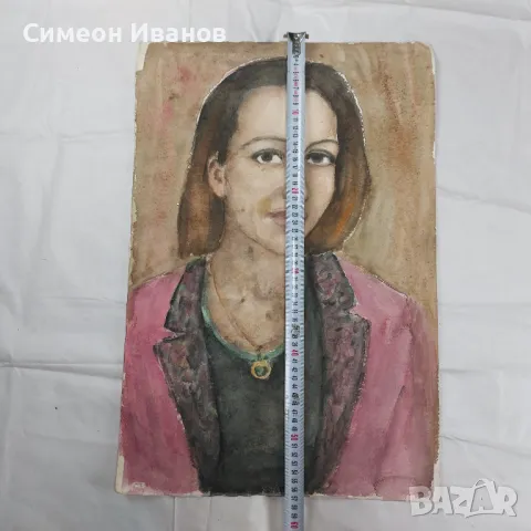 Интересна стара картина акварел портрет SG2025, снимка 7 - Картини - 47577249