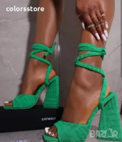 Сандали на ток - зелени - HL100