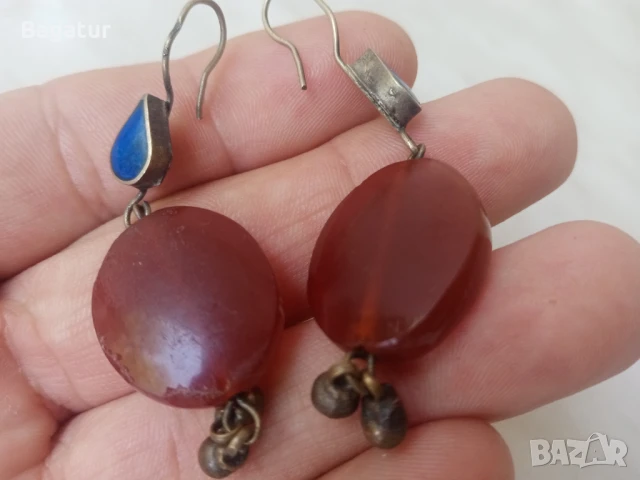 Етно обеци,карнеол,лапис,сачан,винтидж,трепка,арпалии,камък,османски,99к , снимка 6 - Антикварни и старинни предмети - 51106527