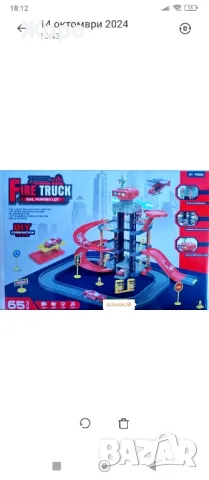 ПОЖАРНИКАРСКА ПЛОЩАДКА ,ПИСТА ,ПАРКИНГ С АСАНСЬОР 65 ЕЛЕМЕНТА С ЗВУК И СВЕТЛИНА КН0110, снимка 3 - Коли, камиони, мотори, писти - 48034555