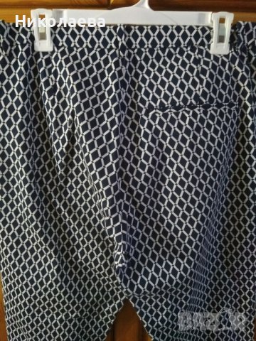 Панталон в бяло и тъмно синьо,на ромбоиди, XL, снимка 3 - Панталони - 42526022