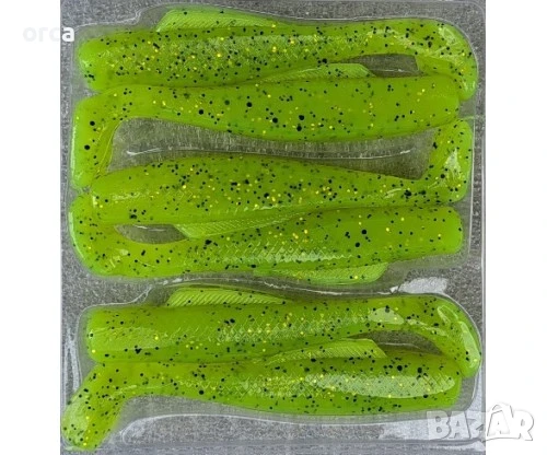 Фосфоресциращи силикони LONGER 8.5 см с брокат – комплект 6 бр. за хищници