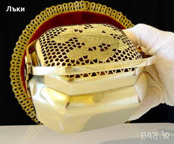 Старинно бронзово кандило,кадило,тамянник,ажур,цветя. , снимка 12 - Антикварни и старинни предмети - 35649140