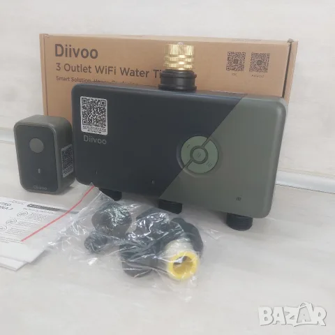 НОВ Смарт WiFi Таймер за Поливане Diivoo (3 Независими Зони) – Професионален Програматор, снимка 2 - Напояване - 56139428