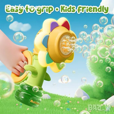 Играчка сапунени балони, BOMSTOM, цвете, многоцветни светлини, 13x9x24см, за деца над 3 години