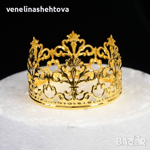 Сребриста Златиста корона тиара за декорация украса на торта , снимка 9 - Други - 44269960