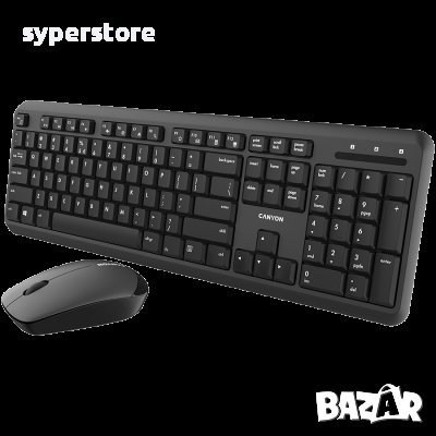 2 в 1 Комплект клавиатура и мишка Безжични CANYON CNS-HSETW02-BG Класически форм-фактор, снимка 2 - Клавиатури и мишки - 36642188