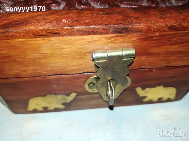 КУТИЯ ОТ ЕКЗОТИНО ДЪРВО С ЗЛАТНИ СЛОНЧЕТА 0403231849, снимка 9 - Антикварни и старинни предмети - 39885381