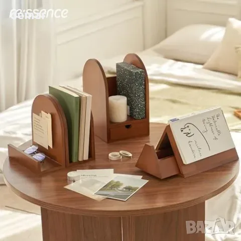 Дървен настолен органайзер Ressence с рафт и чекмедже, снимка 3 - Органайзери за бюро - 55963079