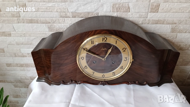 Стар каминен часовник - Junghans - Germany - Антика - 1970", снимка 2 - Антикварни и старинни предмети - 54105890