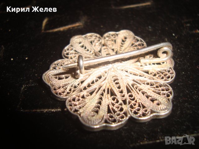 АРТ-ДЕКО СРЕБЪРНА ВИНТИДЖ ФИЛИГРАННА БРОШКА - ЦВЕТЕ РЪЧНА ИЗРАБОТКА 17077, снимка 11 - Антикварни и старинни предмети - 31196249